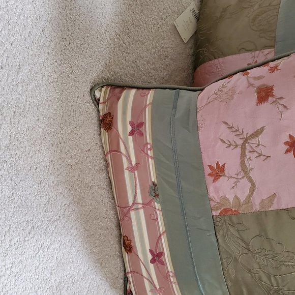 LAURA ASHLEY SILK EMBROIDERED PILLOWS (3) nwt